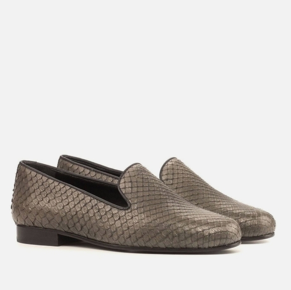 Ambrogio Men\'s Handmade Gray Exotic Snake-Skin Loafers main image 5